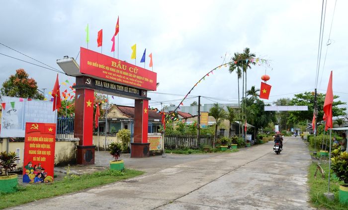 Điểm bầu cử tại Nhà văn hóa thôn Kế Xuyên 1. Ảnh: CÔNG TÚ