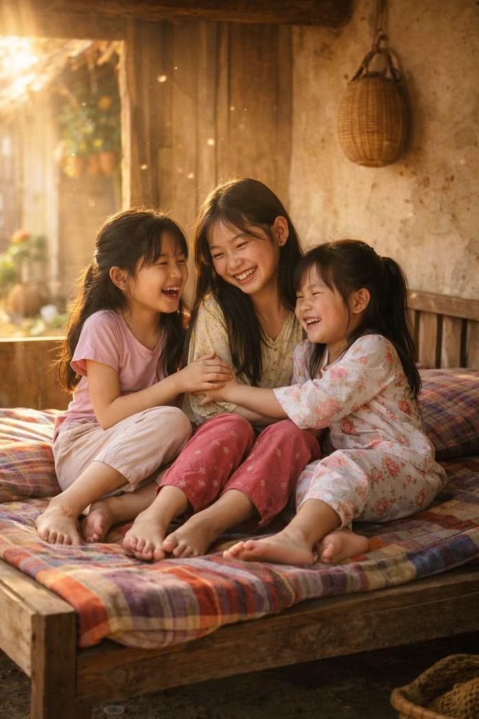 Bài thơ đưa chúng ta trở về với mùa Xuân kí ức của tuổi thơ và mùa Xuân tình yêu trong vòng tay mẹ. Ảnh minh họa từ AI,