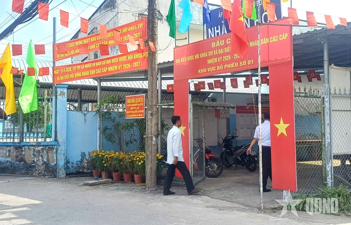 Một điểm bầu cử tại xã Cờ Đỏ, TP Cần Thơ. 