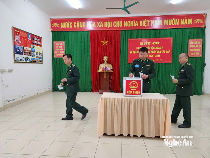 Điểm bầu cử sớm tại Đồn Biên phòng Châu Khê. Đây là 1 trong 5 khu vực bầu cử sớm của xã Châu Khê. Ảnh: P.V
