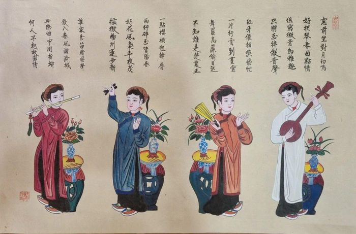 Bộ tranh tố nữ thể hiện vẻ đẹp thanh tao, tinh tế và tâm hồn yêu nghệ thuật của người Việt xưa.