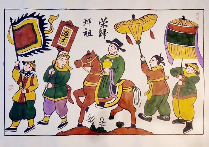 Tác phẩm "Vinh quy bái tổ" - lời nhắc nhở về đạo lý uống nước nhớ nguồn và sự thành đạt trong học vấn.