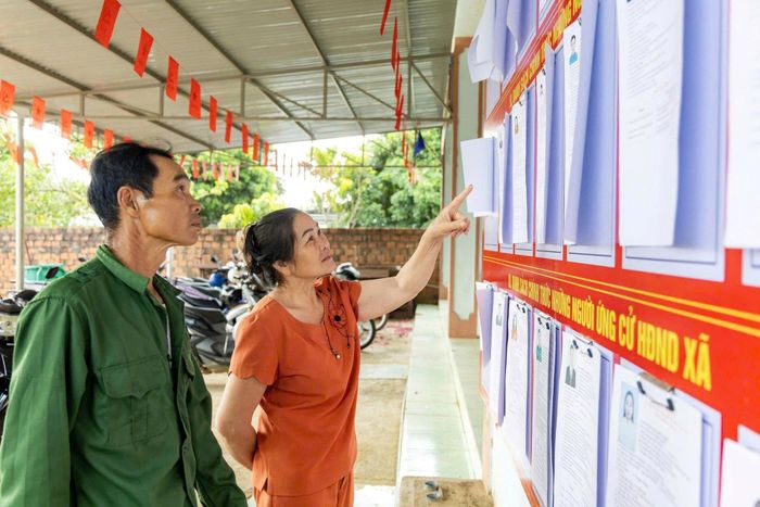 Người dân tìm hiểu thông tin về các ứng cử viên.
