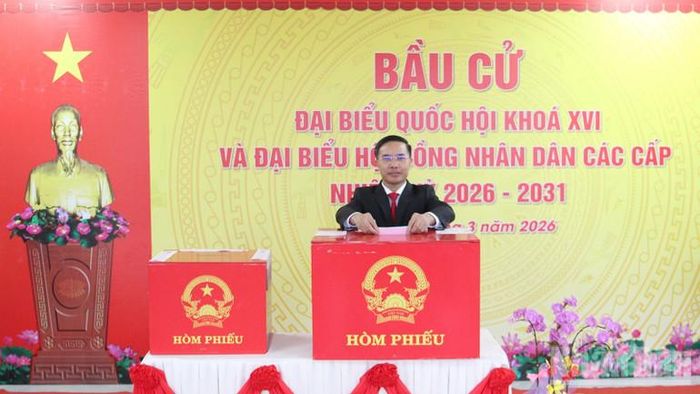 Chủ tịch Ủy ban nhân dân thành phố Đà Nẵng Phạm Đức Ấn bỏ phiếu bầu cử.