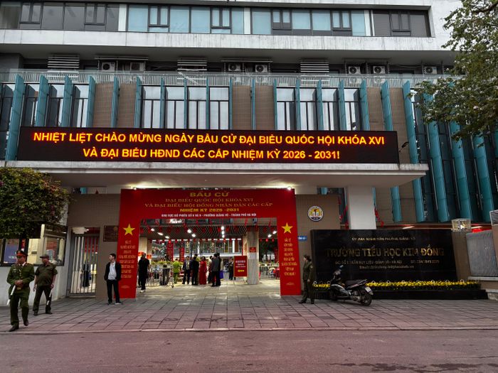 Điểm bỏ phiếu số 8, 9 tại trường Tiểu học Kim Đồng, phường Giảng Võ