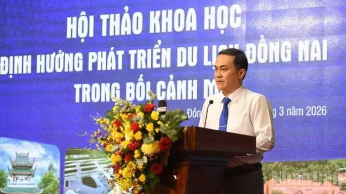 Phó Chủ tịch Ủy ban nhân dân tỉnh Đồng Nai Lê Trường Sơn phát biểu khai mạc hội thảo.