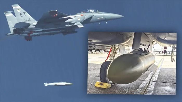 Bom xuyên phá hầm ngầm GBU-72 Advanced 5K Penetrator có thể được triển khai từ máy bay trong bất kỳ điều kiện thời tiết nào. Ảnh: TMZ.