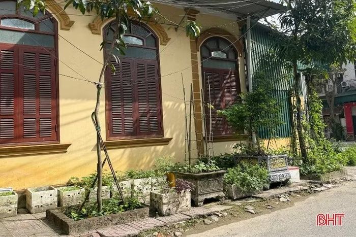  Những thùng xốp, chậu cây cũ kỹ trồng rau xen kẽ cây cảnh của các hộ gia đình ảnh hưởng lớn đến bộ mặt đô thị văn minh mà địa phương đang hướng tới. Trong ảnh: Cây cảnh và thùng xốp trồng rau của một hộ dân chiếm trọn vỉa hè tại một ngõ phố trên đường Nguyễn Huy Tự, phường Thành Sen. 