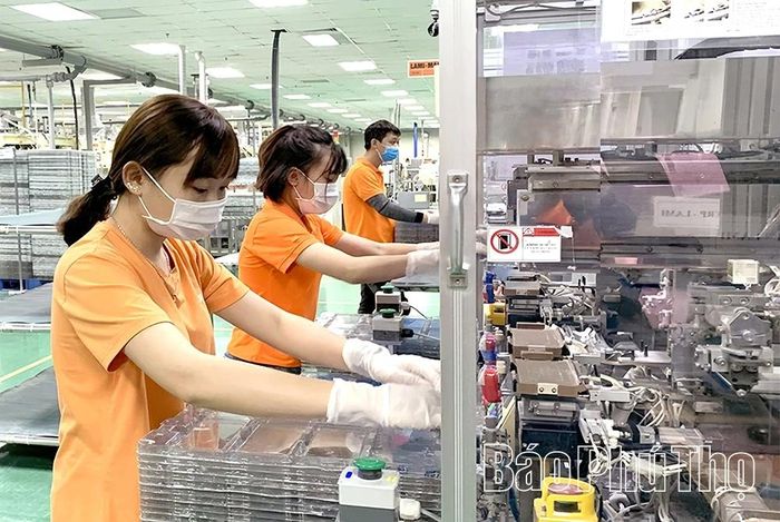 Công ty TNHH JNTC vina (KCN Thụy Vân) chuyên sản xuất kính cường lực và linh kiện cho điện thoại di động, tạo việc làm cho hàng nghìn lao động.