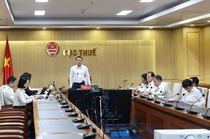  Quang cảnh hội nghị tại điểm cầu cơ quan Cục Thuế. 