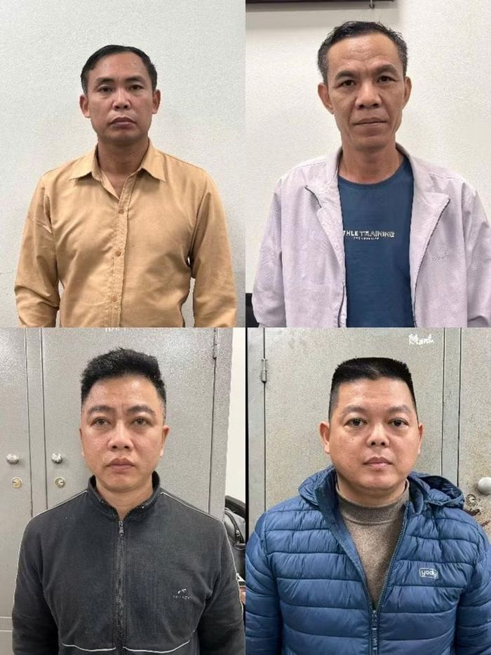 Các đối tượng Man Thăng Long, Tô Minh Quảng, Vương Cường, Mai Văn Cường (từ trái qua phải, từ trên xuống dưới)