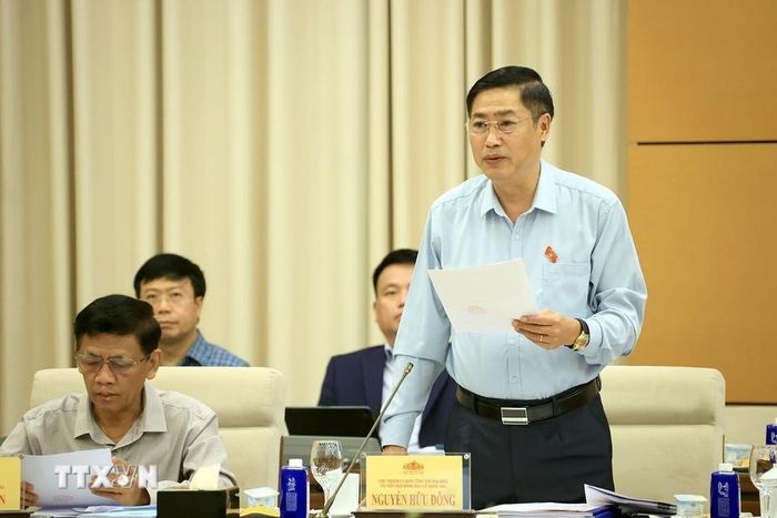 Chủ nhiệm Ủy ban công tác đại biểu, Ủy viên Hội đồng bầu cử Quốc gia Nguyễn Hữu Đông phát biểu. (Ảnh: Tuấn Anh/TTXVN)