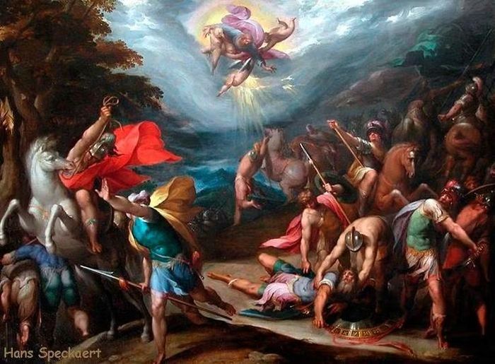  Kéo dài suốt mười năm. Cuộc chiến không diễn ra trong thời gian ngắn mà kéo dài suốt một thập kỷ, với thế trận giằng co ác liệt giữa hai phe thần linh hùng mạnh. Ảnh: Pinterest.