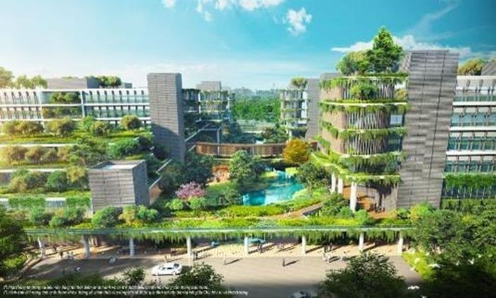 Bệnh viện quốc tế Vinmec trong lòng Vịnh Ngọc dự kiến hoàn thiện vào năm 2027.