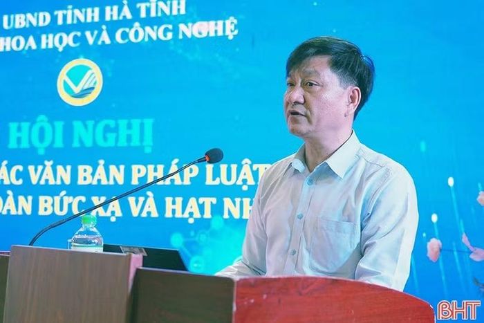 Ông Bùi Phong An - Phó Giám đốc Sở Khoa học và Công Nghệ Hà Tĩnh phát biểu tại hội nghị tập huấn.
