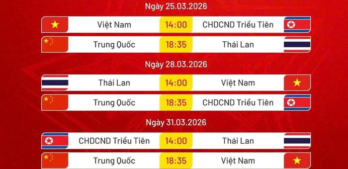  Lịch thi đấu giao hữu CFA Team China 2026. 