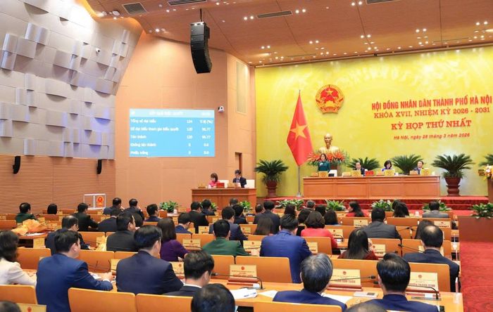 Quang cảnh kỳ họp thứ nhất HĐND thành phố Hà Nội khóa XVII. Ảnh: Phạm Linh