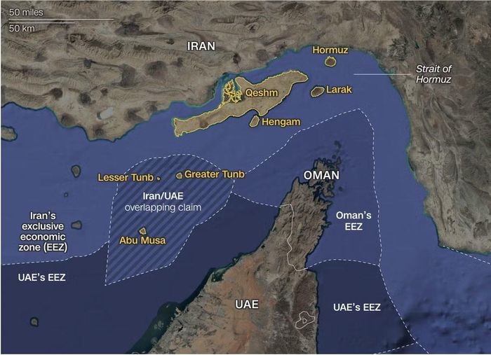 Bảy hòn đảo xung quanh eo biển Hormuz đóng vai trò then chốt trong việc kiểm soát giao thông hàng hải. Ảnh: CNN