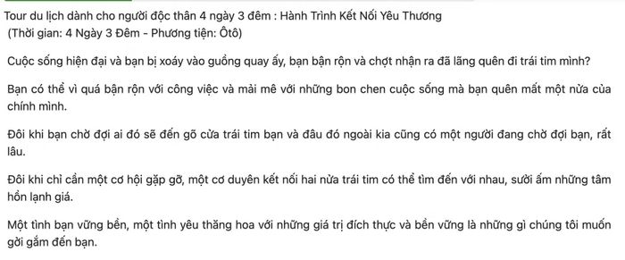 Tour du lịch dành cho người độc thân 4 ngày 3 đêm