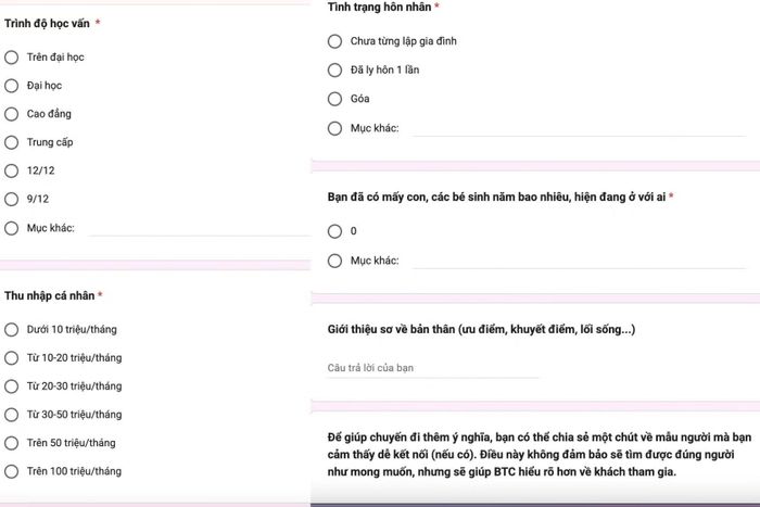Một trong những câu hỏi ghi danh tại "Du lịch độc thân Huyền Diệu"