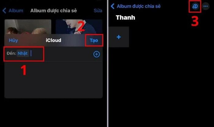 Nhập email hoặc số điện thoại người nhận, sau đó nhấn Tạo.