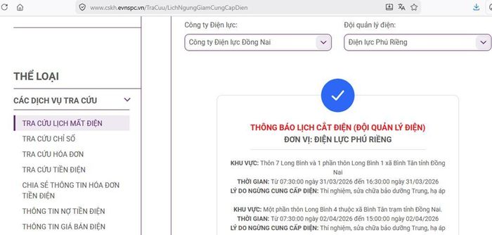 Tổng công ty Điện lực miền Nam (EVNSPC) thông báo có lịch cắt điện ở Đồng Nai trong ngày 31/3. Ảnh: BNEWS/TTXVN phát