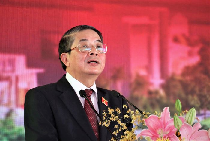 Phó chủ tịch Quốc hội Nguyễn Đức Hải phát biểu chỉ đạo tại lễ khởi công. Ảnh: ALĂNG NGƯỚC