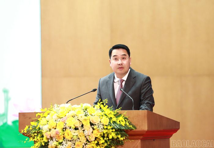 Chủ tịch UBND tỉnh Nguyễn Tuấn Anh phát biểu tại hội nghị.