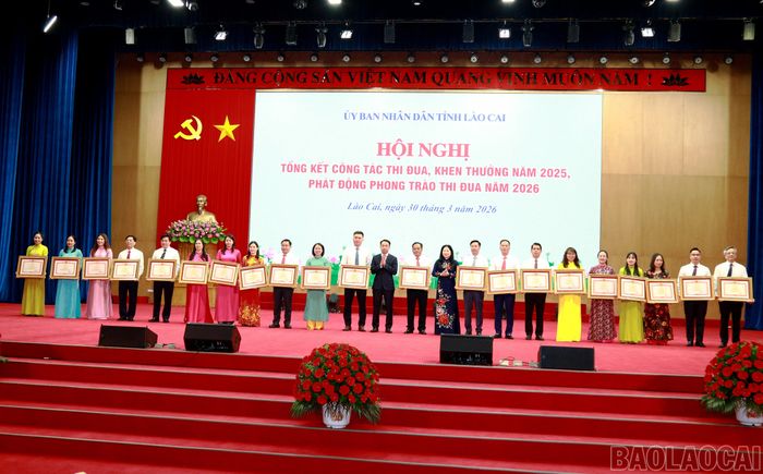 Thừa ủy quyền của Thủ tướng Chính phủ, các đồng chí lãnh đạo tỉnh trao tặng Bằng khen của Thủ tướng Chính phủ cho các tập thể, cá nhân.