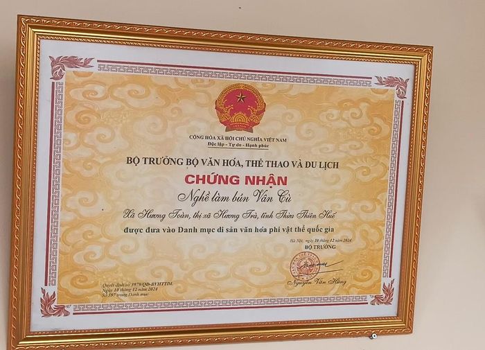 Nghề làm bún Vân Cù được Bộ Văn hóa, Thể thao và Du lịch công nhận Di sản văn hóa phi vật thể Quốc gia. Ảnh: Hải Âu - TTXVN
