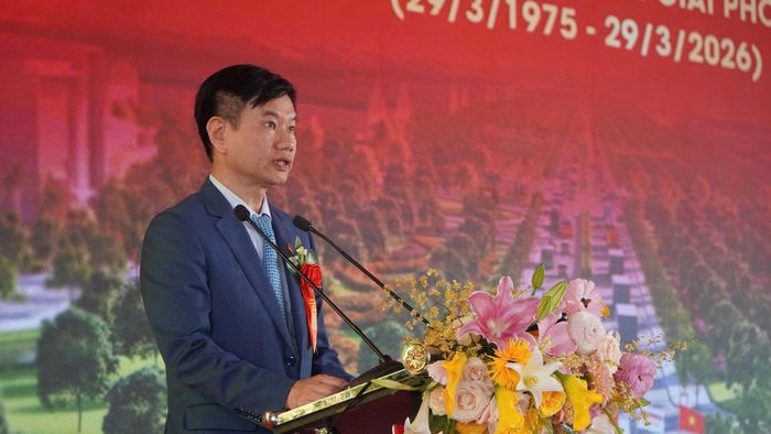Ông Vũ Văn Hậu – Chủ tịch HĐQT, Tổng Giám đốc Tập đoàn Geleximco phát biểu tại lễ khởi công.