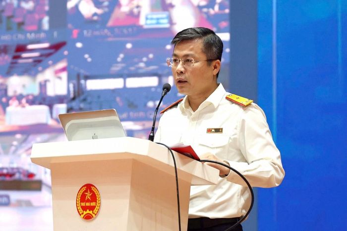 Phó Cục trưởng Cục Thuế Lê Long phát biểu tại hội nghị. Ảnh: Phương Thảo
