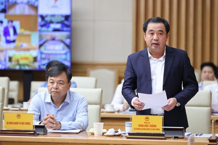 Bộ trưởng Nông nghiệp và Môi trường Trần Đức Thắng phát biểu tại hội nghị. Ảnh: VGP.