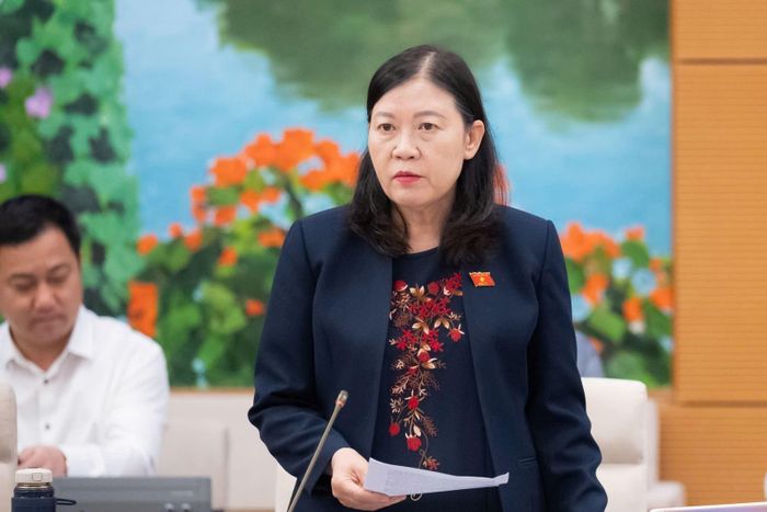 Phó Chủ nhiệm Thường trực Ủy ban Dân nguyện và Giám sát Lê Thị Nga phát biểu.