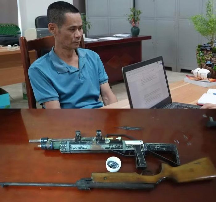 Đối tượng Nguyễn Văn Thanh cùng tang vật. Ảnh: Công an tỉnh Lào Cai.