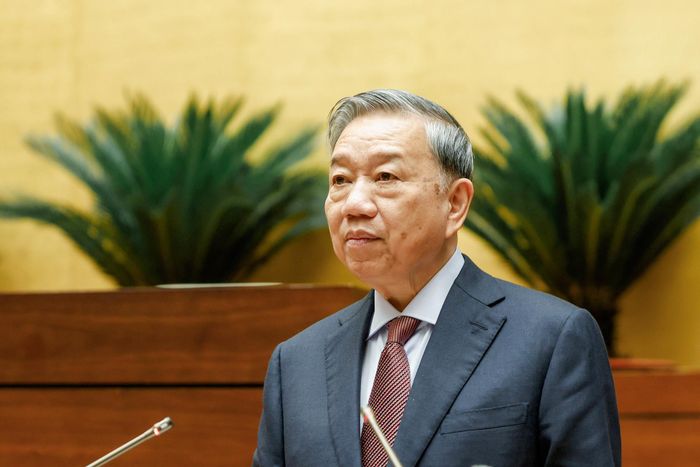 Tổng Bí thư Tô Lâm phát biểu tại hội nghị toàn quốc tổng kết công tác bầu cử đại biểu Quốc hội khóa 16 và đại biểu HĐND các cấp nhiệm kỳ 2026-2031. Ảnh: Quang Vinh