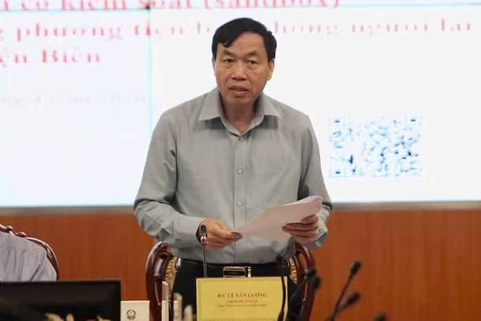 Chủ tịch Ủy ban Nhân dân tỉnh Điện Biên Lê Văn Lương phát biểu tại buổi làm việc. (Ảnh: Bộ Khoa học và Công nghệ)
