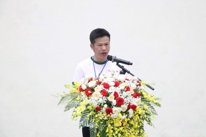 Đại diện vận động viên phát biểu tại lễ khai mạc giải.