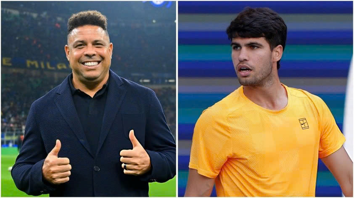 Ronaldo Nazario dính chấn thương vai sau trận giao hữu với Carlos Alcaraz. Ảnh: thethao247.com