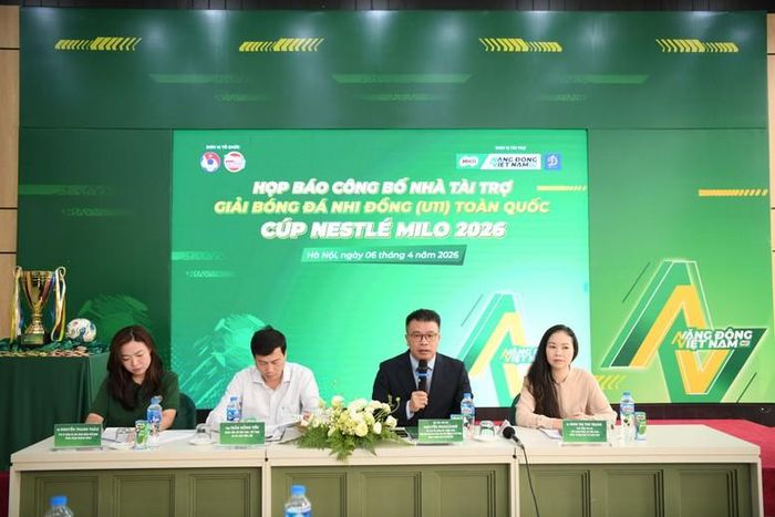 Lễ họp báo công bố nhà tài trợ Giải bóng đá nhi đồng (U11) toàn quốc cúp Nestlé MILO 2026 - Ảnh: VGP/LT