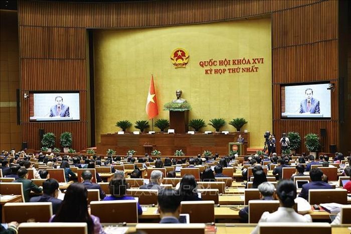 Chủ tịch Quốc hội Trần Thanh Mẫn phát biểu khai mạc Kỳ họp thứ nhất, Quốc hội khóa XVI. Ảnh: Doãn Tấn/TTXVN