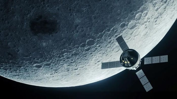 Hình minh họa tàu vũ trụ Orion đang bay quanh Mặt Trăng. (Ảnh: Lockheed Martin)