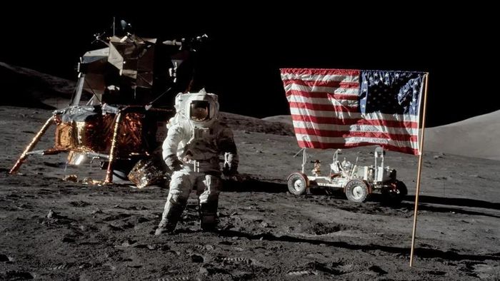 Mỹ giành chiến thắng trong cuộc đua lên Mặt Trăng với chuyến đổ bộ của tàu Apollo 11 vào tháng 7/1969. (Ảnh: NASA)