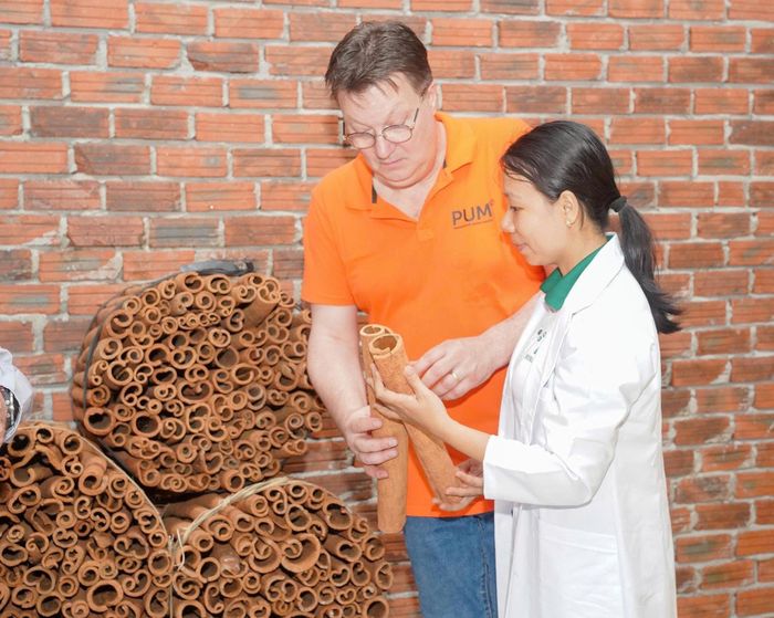 Chuyên gia Hà Lan đến hỗ trợ, tư vấn kỹ thuật cho Hợp tác xã Quế Trà My Minh Phúc (xã Trà My). Ảnh: CÔNG TÚ