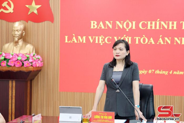 Đồng chí Trưởng ban Nội chính Tỉnh ủy phát biểu tại cuộc làm việc.