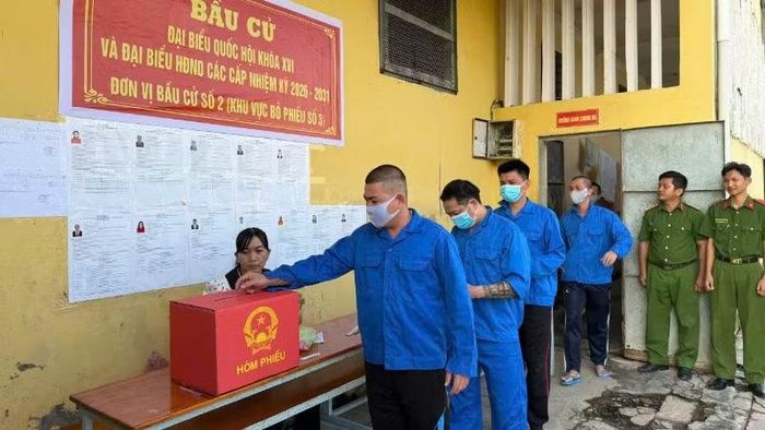 Người bị tạm giữ, tạm giam thực hiện quyền bầu cử tại các phân trại.