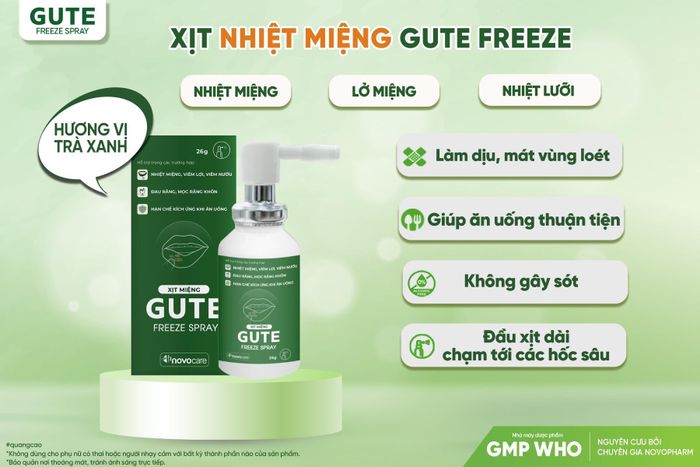  Xịt nhiệt miệng Gute Freeze - Giải pháp không chạm hỗ trợ làm dịu vết loét miệng