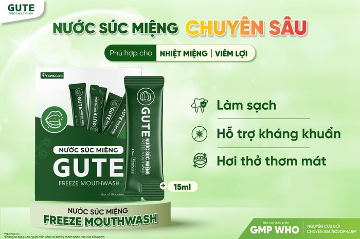  Nước súc miệng Gute Freeze Mouthwash giúp hỗ trợ làm sạch, kháng khuẩn vết loét miệng