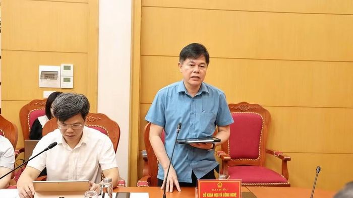 Lãnh đạo Sở Khoa học và Công nghệ Ninh Bình phát biểu thảo luận tại hội nghị. (Ảnh: Cổng thông tin điện tử tỉnh Ninh Bình)