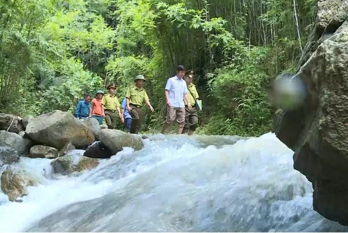 Tổ bảo vệ rừng cộng đồng bản Tình, xã Tam Lư tuần tra, bảo vệ rừng mùa nắng nóng. Ảnh: Mai Ngọc